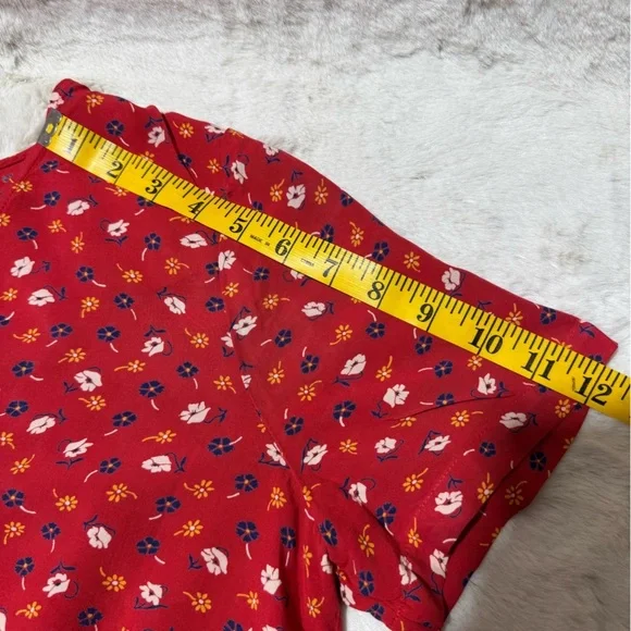 Madewell Novel Tie-Front Top in Red Prairie Posies Floral print Medium - Picture 11 of 13